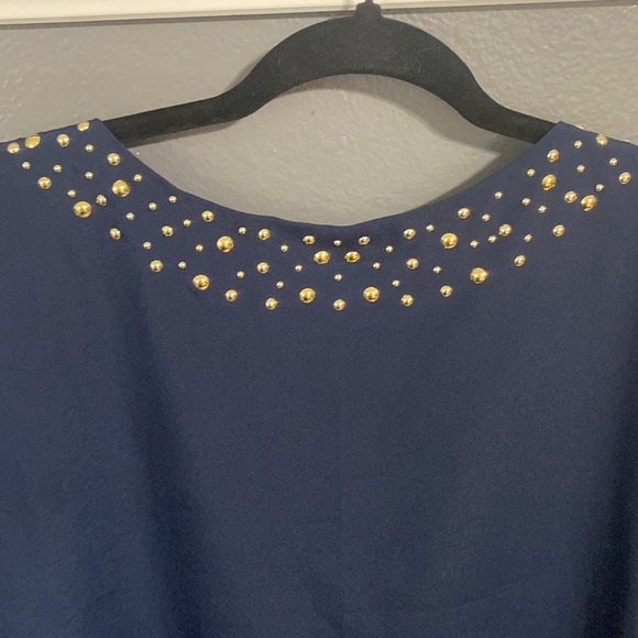 Lilly Pulitzer Gold Stud Navy Cold Shoulder Top - Picture 7 of 10